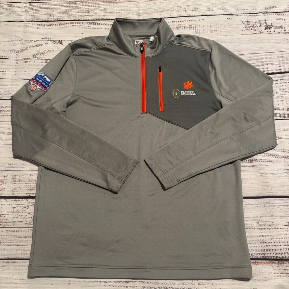 Clemson Tigers Pullover‎ Gray 1/4 Zip Performance Shirt Fiesta Bowl NCAA Men's M